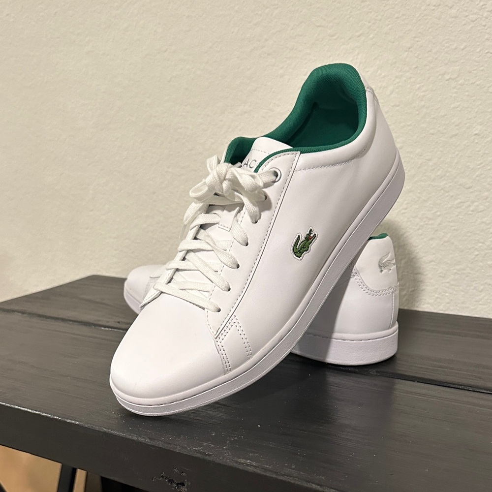 Lacoste Men's White and Green Sneakers
